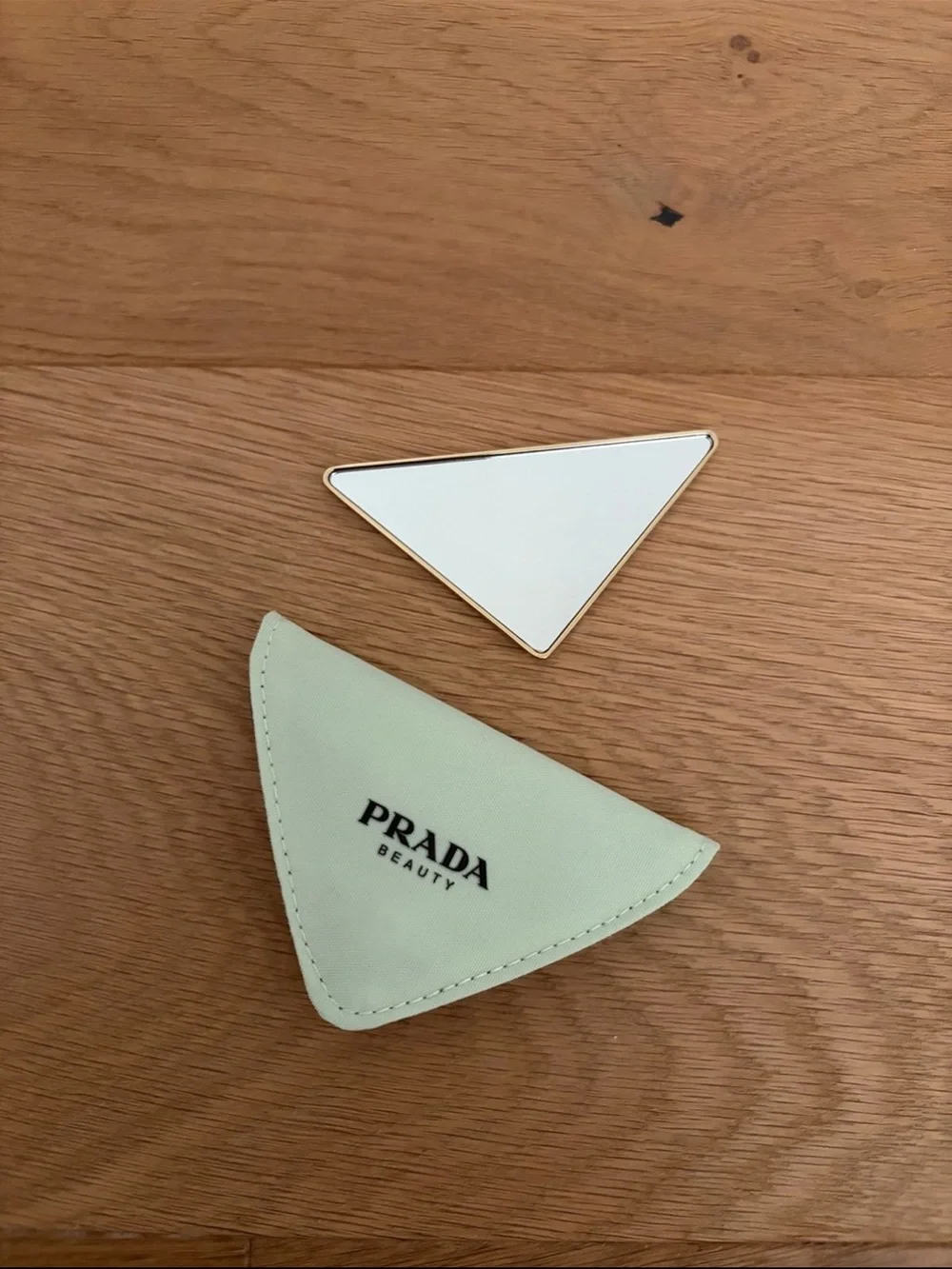 Prada Gold & Silver Triangle double sided mirror